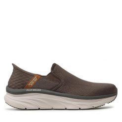 Półbuty Skechers. Brązowe eleganckie półbuty Skechers, bez wzorów, bez obcasa, bez zapięcia. Za 449.99 zł.