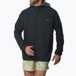 Kurtka do biegania męska Mizuno Active Alpha Hooded. Czarne kurtki Mizuno, m, bez wzorów, bez kaptura, do biegania. Za 429.99 zł.