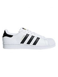 Adidas Skórzane sneakersy "Superstar" w kolorze biało-czarnym rozmiar: 47 1/3. Białe buty sportowe casual Adidas, bez wzorów, bez zapięcia. Za 218.05 zł.