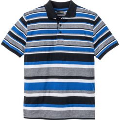Shirt polo w paski Regular Fit bonprix czarno-lazurowy w paski. Bezrękawniki bonprix. Za 69.99 zł.