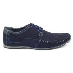 KOMODO Buty Męskie mokasyny 875 granatowe niebieskie. Niebieskie mokasyny bez wzorów, z jeansu, bez obcasa, bez zapięcia. Za 377.80 zł.
