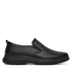 Półbuty Lanetti. Czarne eleganckie półbuty Lanetti, bez wzorów, bez obcasa, bez zapięcia. Za 119.99 zł.