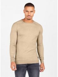 KEY LARGO Sweter "Project" w kolorze beżowym rozmiar: L. Brązowe swetry nierozpinane Key Largo, l, z aplikacjami, ze skóry, bez kołnierzyka, bez ramiączek. Za 83.03 zł.