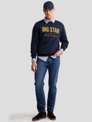 Bluza męska z logo BIG STAR granatowa Setor 403. Niebieskie bluzy BIG STAR, l, bez wzorów, z bawełny, bez kaptura. Za 199.99 zł.