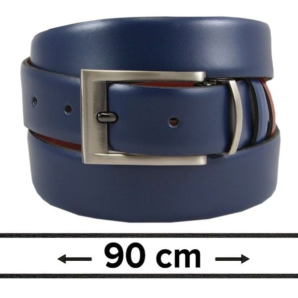 Pasek Dwustronny do Spodni Granatowo-Brązowy 90 cm, Elegancki, Męski, Skórzany -VICTORIO. Brązowe paski Victorio, bez wzorów, ze skóry, eleganckie. Za 99.00 zł.