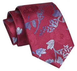 Krawat - ALTIES - Czerwony w Kwiaty. Czerwone krawaty i muchy Alties, bez wzorów, z tkaniny. Za 49.00 zł.