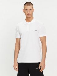 Calvin Klein Jeans Polo Institutional J30J325495 Biały Regular Fit. Białe koszulki polo Calvin Klein Jeans, l, bez wzorów, z bawełny, bez kołnierzyka, bez ramiączek. Za 179.99 zł.