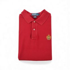 Second life - Krótki rękaw Męskie Polo Czerwone - Jak nowy. Czerwone koszulki polo RALPH LAUREN, m, bez wzorów, bez kołnierzyka, bez ramiączek, na golfa. Za 114.17 zł.