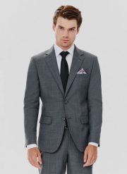 PAKO LORENTE – Marynarka garniturowa w kolorze szarym. Szare garnitury Pako Lorente, na ślub cywilny, m, bez wzorów, z poliesteru. Za 649.99 zł.