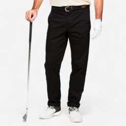 Spodnie do golfa chino męskie Inesis MW500. Czarne eleganckie spodnie INESIS, l, z bawełny, sportowe. Za 119.99 zł.