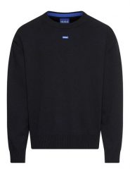 Hugo Boss Sweter w kolorze granatowym rozmiar: L. Niebieskie swetry nierozpinane HUGO BOSS, l, bez wzorów, z bawełny, bez kołnierzyka, bez ramiączek. Za 239.99 zł.