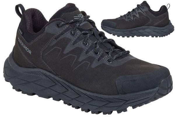 Buty turystyczne męskie Karrimor Goshawk Low. Czarne buty turystyczne Karrimor, z aplikacjami, z materiału, bez zapięcia, trekkingowe. Za 269.99 zł.