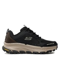 Trekkingi Skechers. Czarne trekkingi Skechers, bez wzorów, bez zapięcia. Za 429.99 zł.