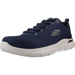 Buty SKECHERS ARCH FIT SUMMITS KRAVEL Niebieski. Niebieskie buty turystyczne Skechers, bez wzorów, z syntetyku, bez zapięcia, na fitness i siłownię. Za 301.99 zł.