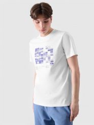 4F T-shirt regular z nadrukiem męski - biały 3XL. Białe t-shirty 4F, m, bez wzorów, z bawełny, bez kołnierzyka, bez ramiączek. W wyprzedaży za 39.99 zł.