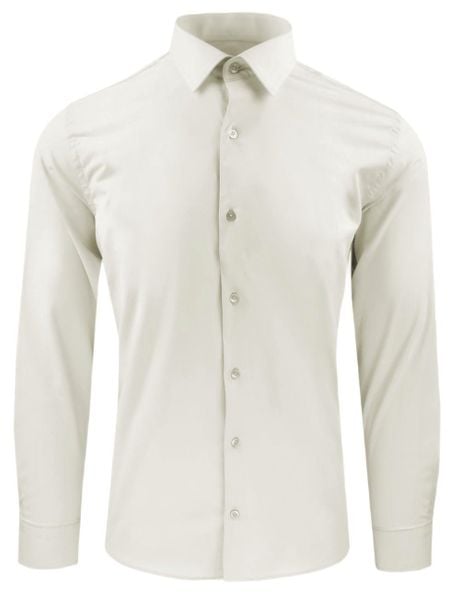 Wyszczuplona, Elegancka Koszula Męska - Victorio - Kość Słoniowa. Białe koszule Victorio, m, bez wzorów, z bawełny, bez kołnierzyka, bez ramiączek. Za 139.00 zł.
