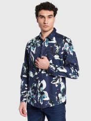 Guess Koszula M3GH24 W7N50 Granatowy Slim Fit. Niebieskie koszule Guess, m, z aplikacjami, z bawełny, bez kołnierzyka, bez ramiączek. Za 479.99 zł.