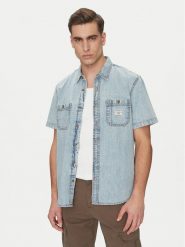 Guess Jeans Koszula jeansowa M5GH09 D5NY1 Niebieski Regular Fit. Niebieskie koszule Guess Jeans, l, z aplikacjami, z bawełny, bez kołnierzyka, bez ramiączek. Za 299.99 zł.
