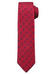 Czerwony Elegancki Męski Krawat -ALTIES- w Granatowy Wzór Paisley. Czerwone krawaty i muchy Alties, bez wzorów, z tkaniny. Za 49.00 zł.