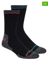 Skechers Skarpety (2 pary) w kolorze jasnoróżowym, białym i czarnym rozmiar: 40.5-46. Czarne skarpety Skechers, bez wzorów, z wełny. Za 19.95 zł.