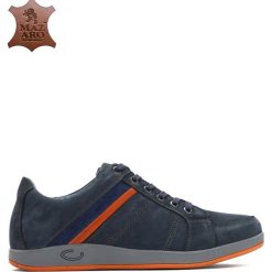 Niebieskie Skórzane Półbuty Ergo. Botki sznurowane marki Born2be. Za 129.99 zł.