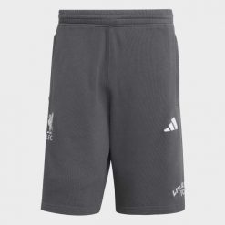 Szorty Liverpool FC US Pack. Szare krótkie spodenki sportowe Adidas, s, z aplikacjami, z bawełny. Za 199.00 zł.