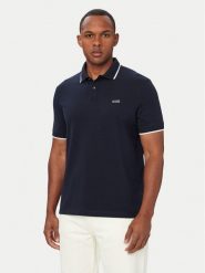 Guess Polo M6YP47 K4898 Granatowy Regular Fit. Niebieskie koszulki polo Guess, l, z aplikacjami, z bawełny, bez kołnierzyka, bez ramiączek. Za 344.99 zł.