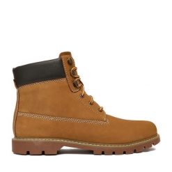 Trzewiki Lasocki. Brązowe botki sznurowane Lasocki, bez wzorów, bez obcasa, bez zapięcia. Za 209.99 zł.