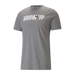 Koszulka fitness męska PUMA Performance Training Graphic. Szare buty do biegania Puma, bez wzorów, z poliesteru, bez zapięcia, na fitness i siłownię. Za 44.99 zł.