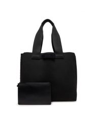 Calvin Klein Torba Ck Ease E/W Tote Knit K50K512892 Czarny. Czarne torby na ramię CALVIN KLEIN, bez wzorów, z materiału, na ramię, bez dodatków. Za 399.99 zł.