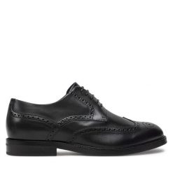 Półbuty BOSS. Czarne eleganckie półbuty Boss, bez wzorów, bez obcasa, bez zapięcia. Za 1,329.00 zł.