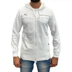 Bluza Męska Motorsport BMW Z Pełnym Zamkiem Błyskawicznym. Białe bluzy Puma, m, bez wzorów, bez kaptura. Za 328.99 zł.
