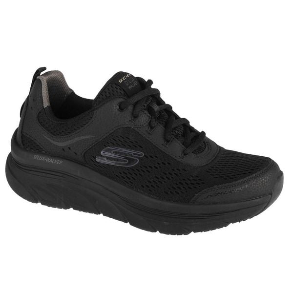 Buty sportowe Sneakersy męskie, Skechers D'Lux Walker. Czarne buty sportowe casual Skechers, bez wzorów, bez zapięcia. Za 369.99 zł.