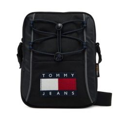 Saszetka Tommy Jeans. Czarne torby na ramię Tommy Jeans, bez wzorów, z jeansu, małe, bez dodatków. Za 289.99 zł.