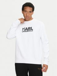 KARL LAGERFELD Bluza 705091 544917 Biały Regular Fit. Białe bluzy KARL LAGERFELD, m, bez wzorów, z bawełny, bez kaptura. Za 349.99 zł.