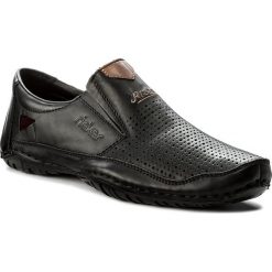Półbuty RIEKER - 06357-00 Schwarz. Czarne eleganckie półbuty Rieker, bez wzorów, z materiału, bez obcasa, bez zapięcia. W wyprzedaży za 189.00 zł.