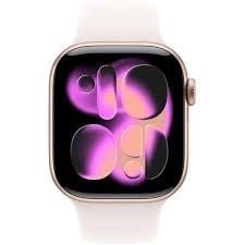 Zegarek Apple Watch Series 11 GPS 42mm Rose Gold Aluminium z Blush Sport Band - S/M. Czerwone zegarki smartwatch Apple, bez wzorów. Za 2,230.99 zł.