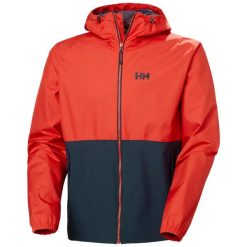 Kurtka wodoodporna Helly Hansen Hilo. Czerwone kurtki przeciwdeszczowe Helly Hansen, m, bez wzorów, bez kaptura. Za 565.50 zł.