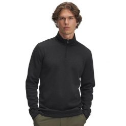 Polarowa bluza z zamkiem 1/4 Under Armour. Czarne golfy Under Armour, m, bez wzorów, z polaru, bez ramiączek. Za 366.50 zł.