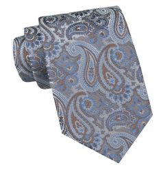 Męski Krawat, Szeroki, Klasyczny - CHATTIER - Wzór Paisley, Popiel i Beż. Szare krawaty i muchy Chattier, bez wzorów, z tkaniny. Za 49.00 zł.