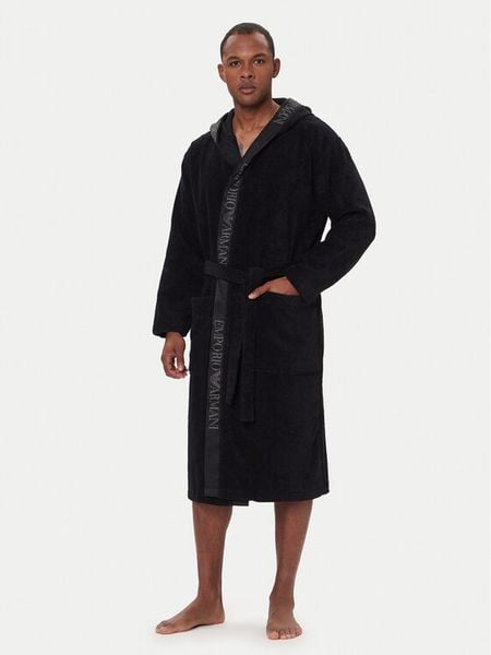 Emporio Armani Underwear Szlafrok EM002255 AF14986 UC001 Czarny. Czarne szlafroki Emporio Armani Underwear, m, bez wzorów, z bawełny, bez ramiączek, bez kaptura. Za 509.99 zł.