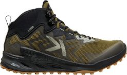 Buty trekkingowe KEEN ZIONIC NXT MID WP M Oliwkowe/Czarne. Czarne buty turystyczne Keen, bez wzorów, z materiału, bez zapięcia, trekkingowe. Za 827.70 zł.