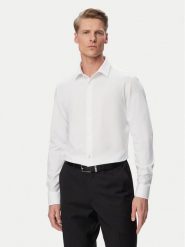 Calvin Klein Koszula LV019EU146 Biały Slim Fit. Białe koszule CALVIN KLEIN, m, bez wzorów, z bawełny, bez kołnierzyka, bez ramiączek. Za 409.99 zł.