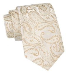 Klasyczny Krawat Męski - ALTIES - Odcienie Beżu, Paisley. Krawaty i muchy Alties, bez wzorów, z tkaniny. Za 49.00 zł.