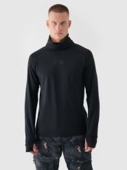 4F Bielizna termiczna ocieplana (góra) męska - czarna XXL. Czarna bielizna termoaktywna 4F, na zimę, m, bez wzorów, z dzianiny, bez ramiączek, na golfa. W wyprzedaży za 99.99 zł.