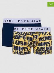 Pepe Jeans Bokserki (2 pary) w kolorze granatowo-żółtym rozmiar: S. Niebieskie bokserki Pepe Jeans, s, bez wzorów, z jeansu. Za 54.95 zł.