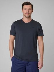 4F Koszulka sportowa w kolorze antracytowym rozmiar: M. Czarne t-shirty sportowe 4F, bez wzorów, z materiału, bez ramiączek, outdoorowe. Za 57.06 zł.