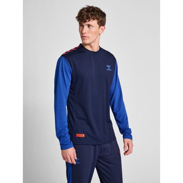 Dżersej z długim rękawem Hummel Pro Grid Game. Niebieskie bluzki z długim rękawem Hummel, bez wzorów, z dżerseju, bez kołnierzyka, bez ramiączek. W wyprzedaży za 168.50 zł.