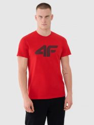 4F T-shirt regular z nadrukiem męski - czerwony XXL. Czerwone t-shirty 4F, m, bez wzorów, z bawełny, bez kołnierzyka, bez ramiączek. Za 49.99 zł.