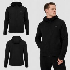 BLUZA MĘSKA 4F DRESOWA ROZPINANA Z KAPTUREM SPORTOWA S KOLOR CZARNY. Czarne bluzy z kapturem 4F, l, bez wzorów, z dresówki, z kapturem. Za 147.00 zł.
